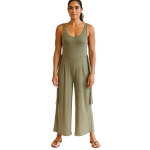 KUWALLA Sleek Olive Sleeveless Jumpsuit NWT